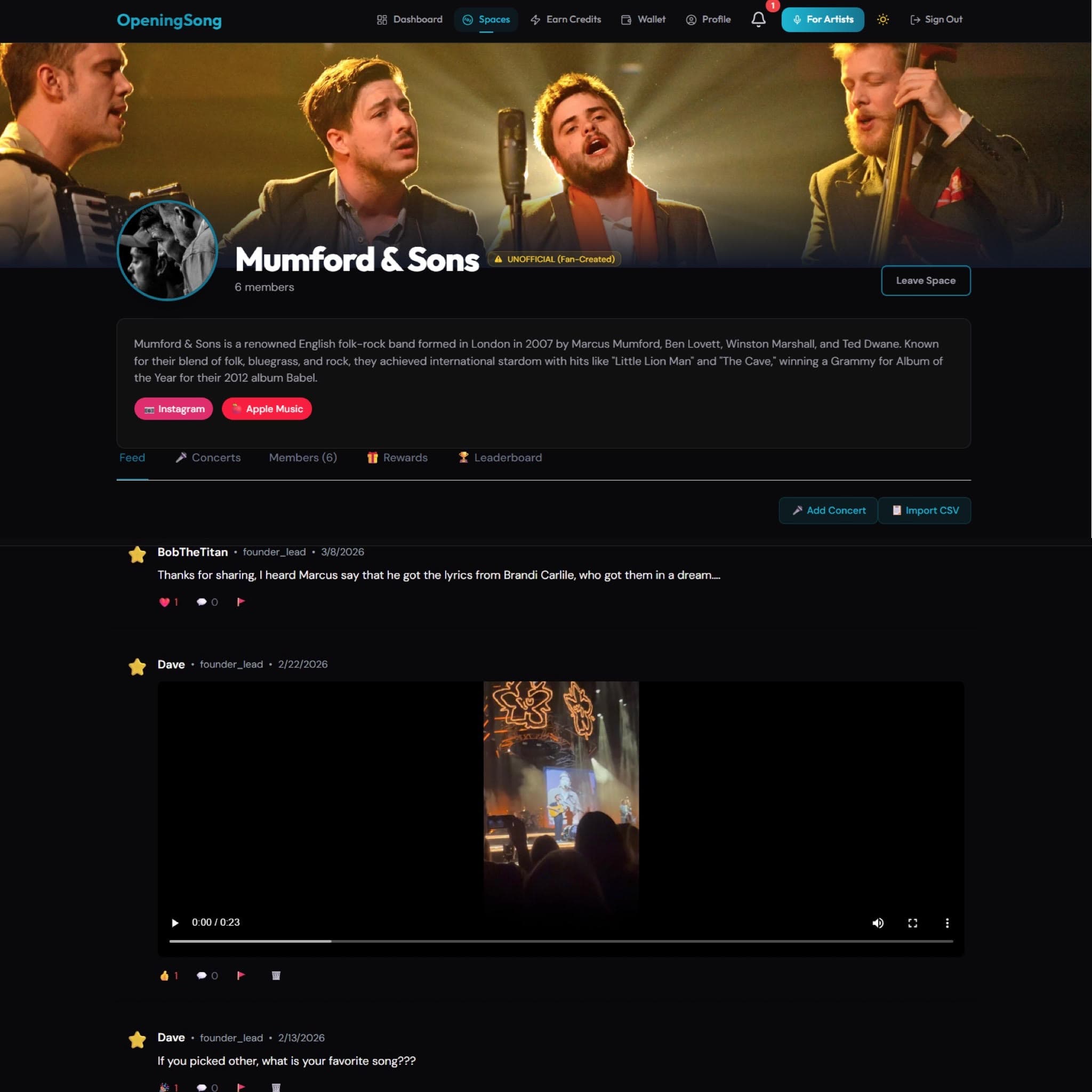 Unofficial Mumford & Sons fan community on OpeningSong